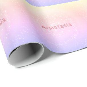 Cool Trendy Pink Sparkly whit your name Wrapping Paper