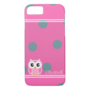 Cool Trendy Polka Dots With Cute Owl-Personalised Case-Mate iPhone Case