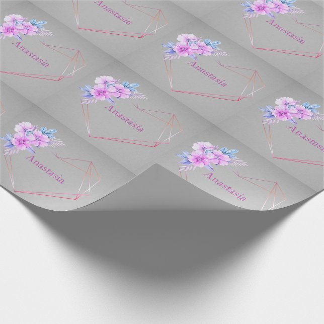 Cool Trendy Purple Heart Flower Wrapping Paper (Corner)