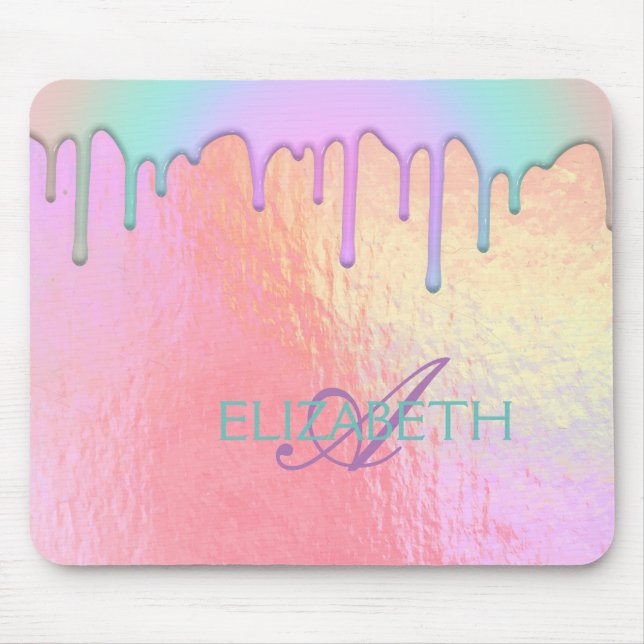 Cool Trendy Rainbow Drips Holographic  Mouse Mat (Front)
