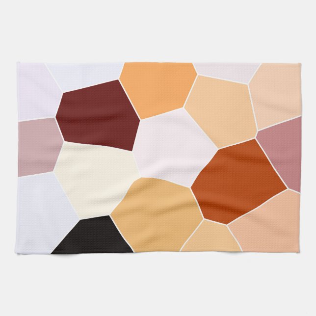 Cool Trendy Red Orange Yellow Pattern Tea Towel (Horizontal)