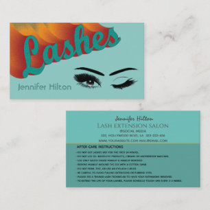 Cool trendy retro colorful lashes  after care business card