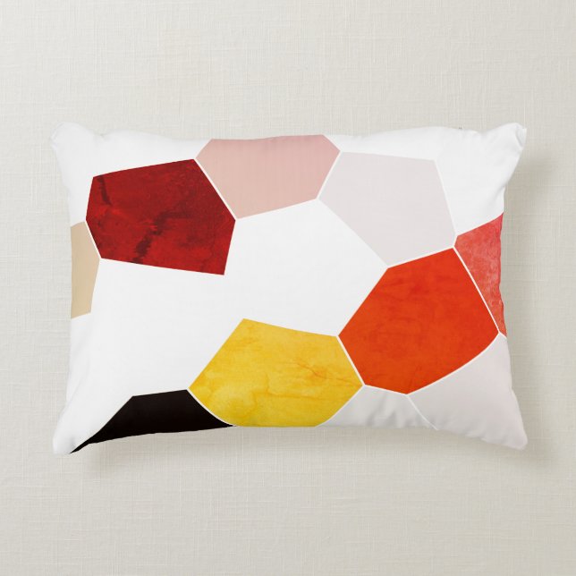 Cool Trendy Rustic Red Orange Yellow Pattern Decorative Cushion (Front)