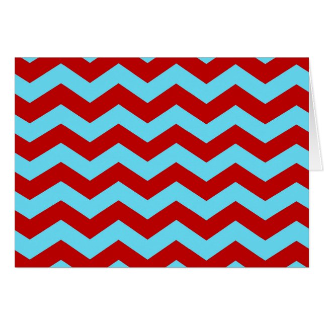 Cool Trendy Teal Turquoise Red Chevron Zigzags (Front Horizontal)