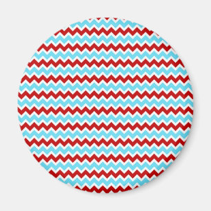 Cool Trendy Teal Turquoise Red Chevron Zigzags Magnet