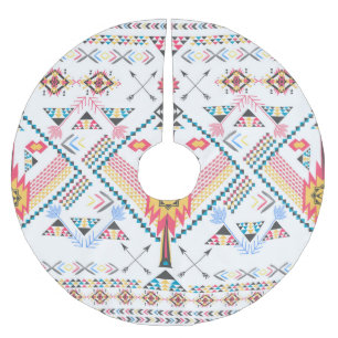 Cool trendy tribal ethnic geometric pattern brushed polyester tree skirt