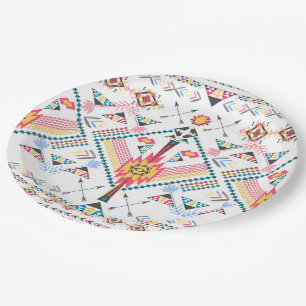 Cool trendy tribal ethnic geometric pattern paper plate