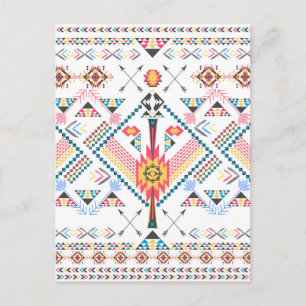 Cool trendy tribal ethnic geometric pattern postcard