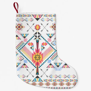 Cool trendy tribal ethnic geometric pattern small christmas stocking