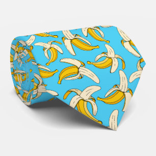 Cool Trendy Tropical Banana Pattern Turquoise Tie