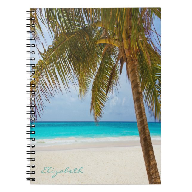 Cool Trendy Tropical Beach ,Palm-Personalised Notebook (Front)