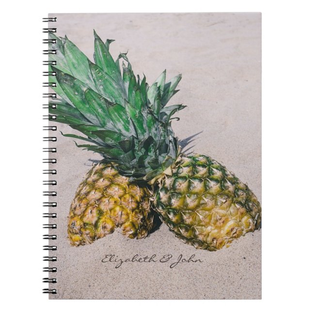 Cool Trendy Tropical Beach ,Pineapple-Personalised Notebook (Front)