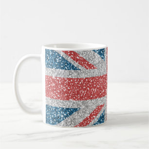 Cool trendy U.K. Union Jack flag faux glitter Coffee Mug
