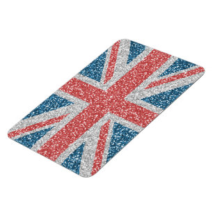 Cool trendy U.K. Union Jack flag faux glitter Magnet