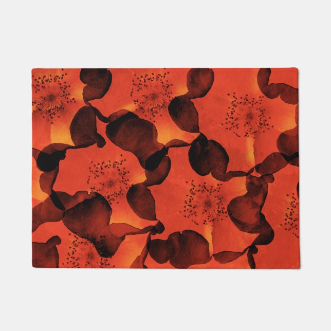 Cool, trendy, unique digital art of flower pattern doormat (Front)