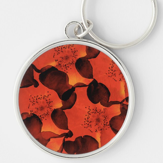 Cool, trendy, unique digital art of flower pattern key ring (Front)