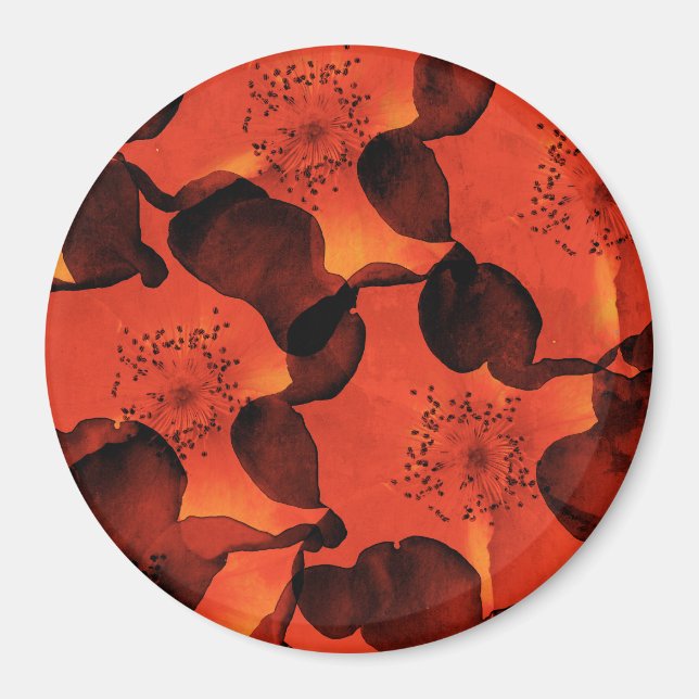 Cool, trendy, unique digital art of flower pattern magnet (Front)