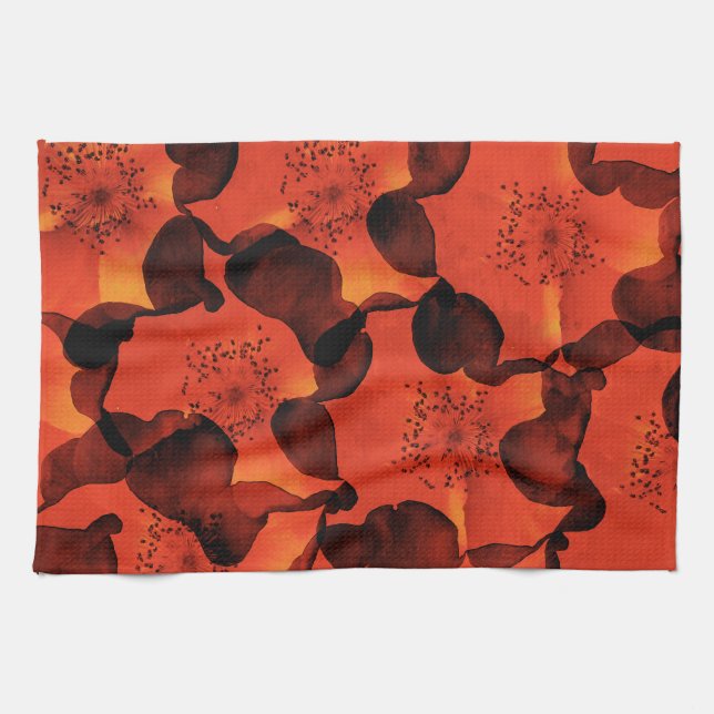 Cool, trendy, unique digital art of flower pattern tea towel (Horizontal)
