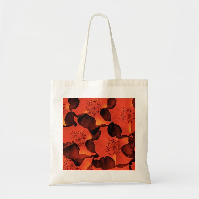Cool, trendy, unique digital art of flower pattern tote bag (Front)