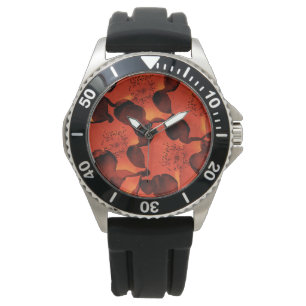 Cool, trendy, unique digital art of flower pattern watch