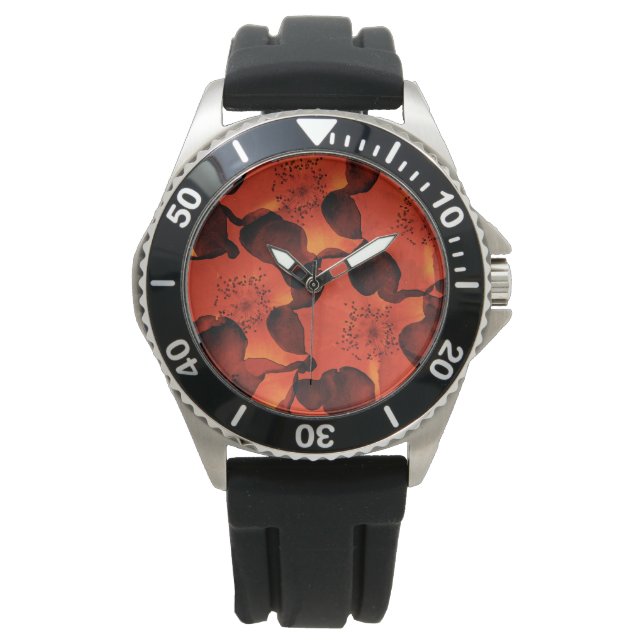 Cool, trendy, unique digital art of flower pattern watch (Front)