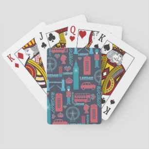 Cool trendy vintage London illustrations pattern Playing Cards