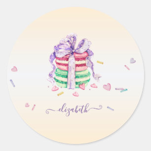 Cool Trendy Watercolor Macarons Classic Round Sticker