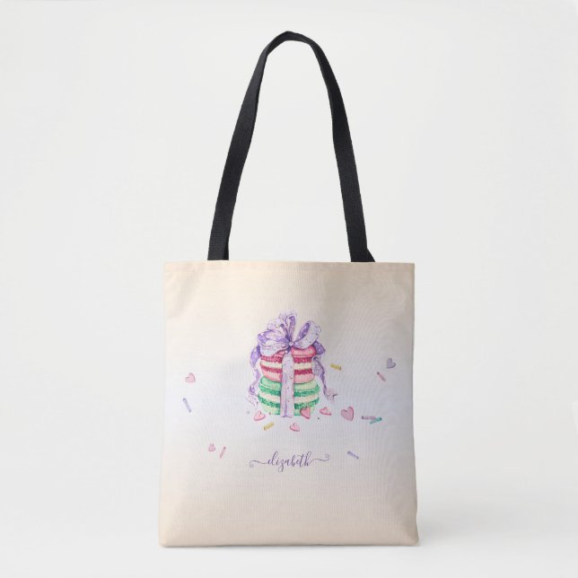 Cool Trendy Watercolor Macarons  Tote Bag (Front)