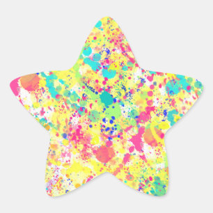 Cool trendy watercolor splatters abstract art star sticker
