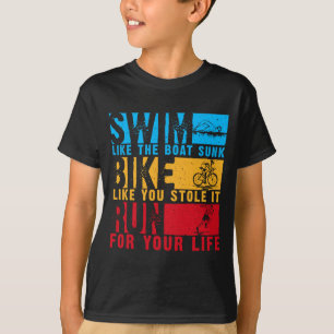 Cool triathlon design for men women swim bike run T-Shirt