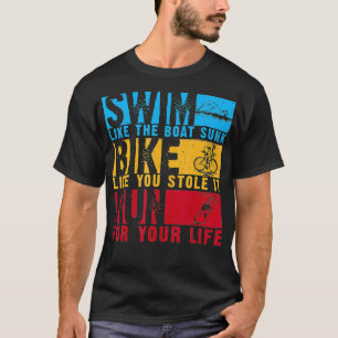 Cool Triathlon For Men Women Boat Swim Bike Run Tr T-Shirt