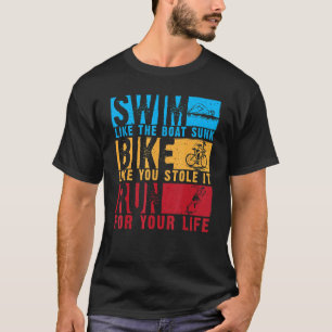 Cool Triathlon For Men Women Boat Swim Bike Run Tr T-Shirt