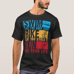 Cool Triathlon For Men Women Boat Swim Bike Run Tr T-Shirt