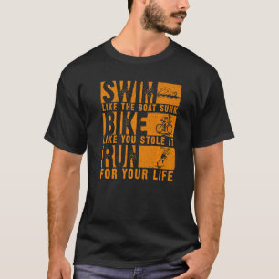 Cool Triathlon For Men Women Boat Swim Bike Run Tr T-Shirt