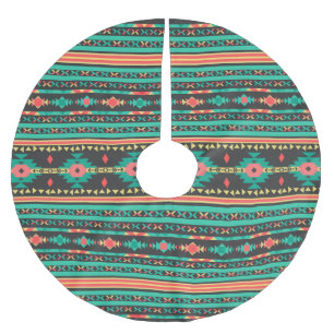 Cool tribal ethnic geometric pattern brushed polyester tree skirt