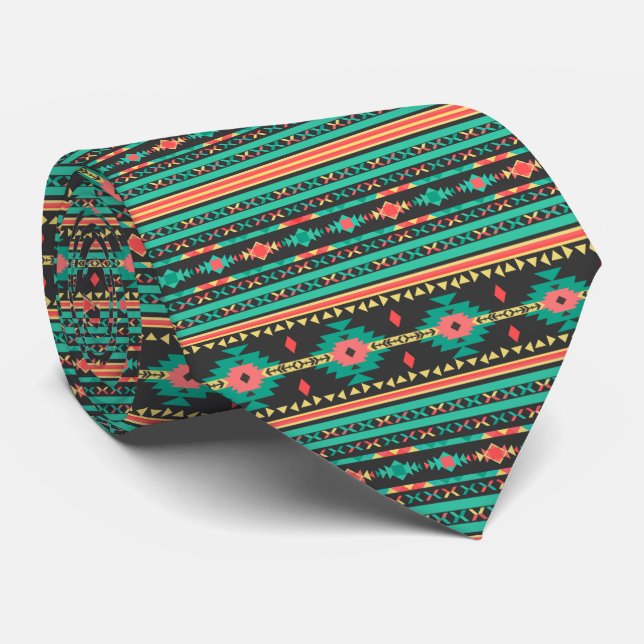 Cool tribal ethnic geometric pattern tie (Rolled)