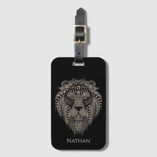 Cool Tribal Metallic Lion Head Personalised Luggage Tag