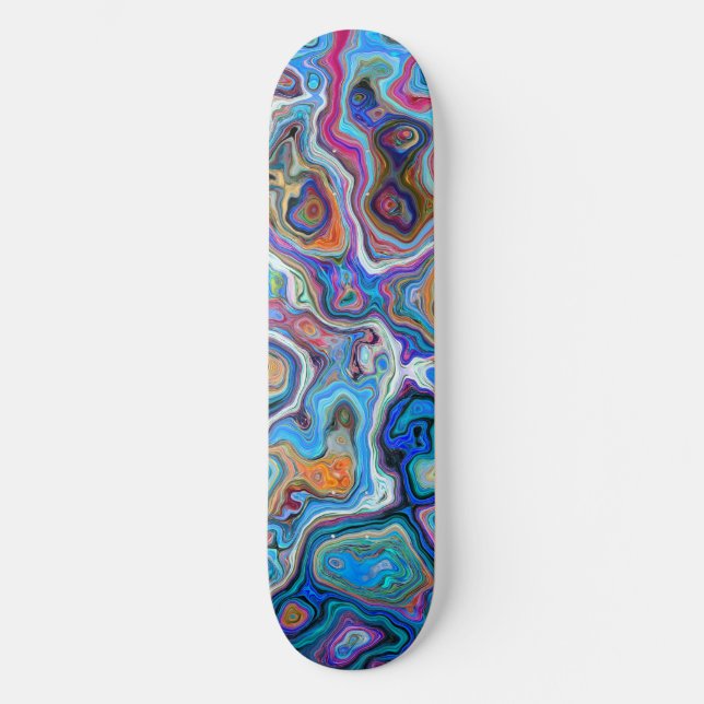 Cool Trippy Art Abstract Colourful Patterns Skateboard (Front)