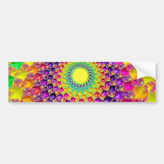 Cool Trippy Hippie Psychedelic Abstract Fractal Bumper Sticker (Front)