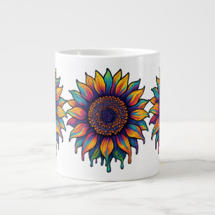 Cool Trippy Sunflower Large Coffee Mug