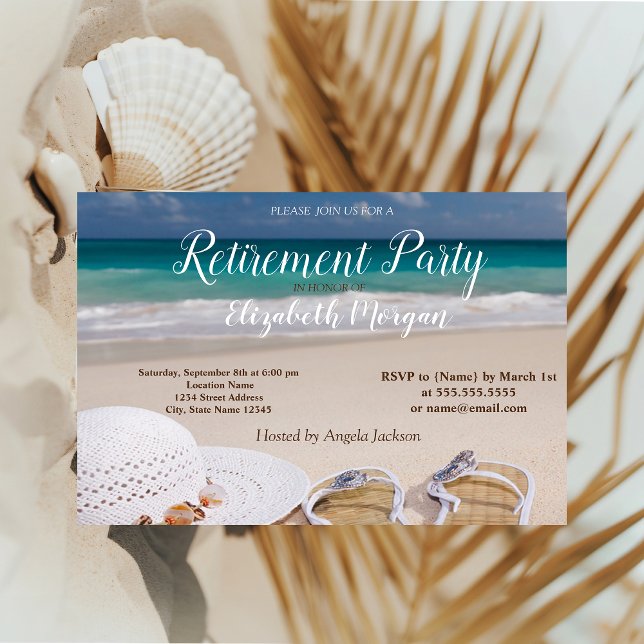 Cool Tropical Beach,Palm,Chair  Retirement Party  Invitation (Creator Uploaded)