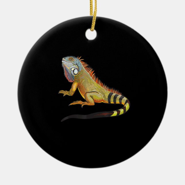 Cool Tropical Iguana Lizard, Pet Gift Ceramic Tree Decoration (Front)
