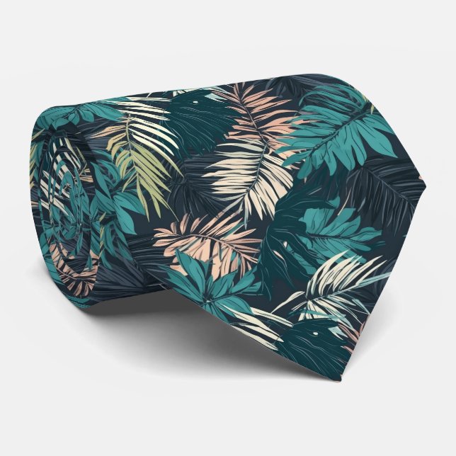 cool tropical leaf tiled pattern  tie (Rolled)