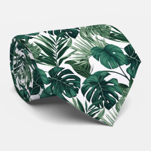 cool tropical leaf tiled pattern tie