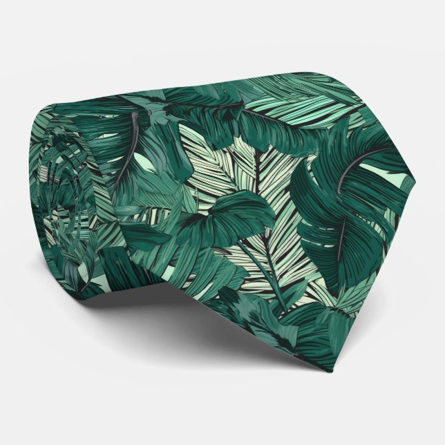 cool tropical leaf tiled pattern tie (Rolled)