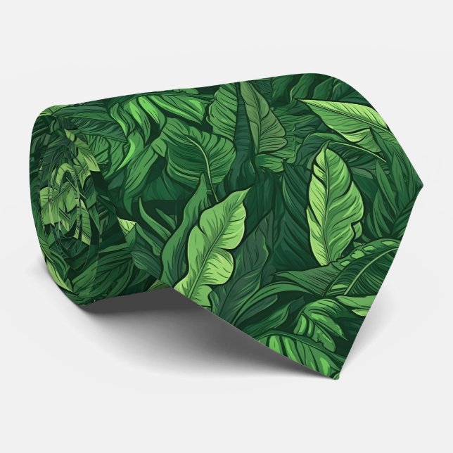 cool tropical leaf tiled pattern tie (Rolled)