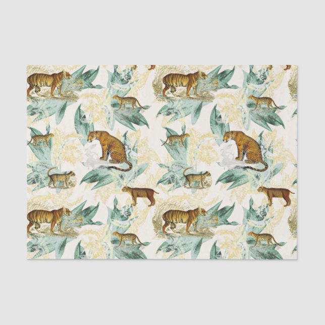 Cool Tropical Safari Wild Cats Tiger Leopard  Tissue Paper (Front)