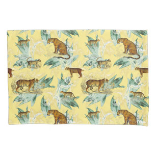Cool Tropical Safari Wild Cats Tiger Yellow Pillowcase