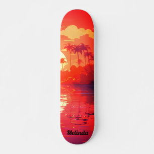 Cool Tropical Sunset Skateboard
