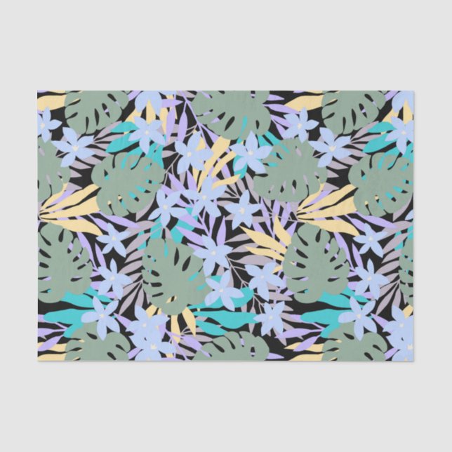 Cool Tropical Theme Pattern Floral Botanical Tissue Paper (Front)